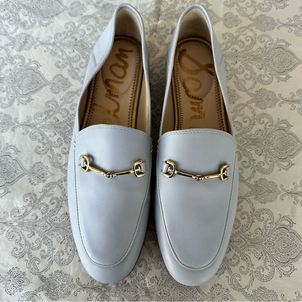 Sam Edelman Light Blue Leather Horsebit Loafers